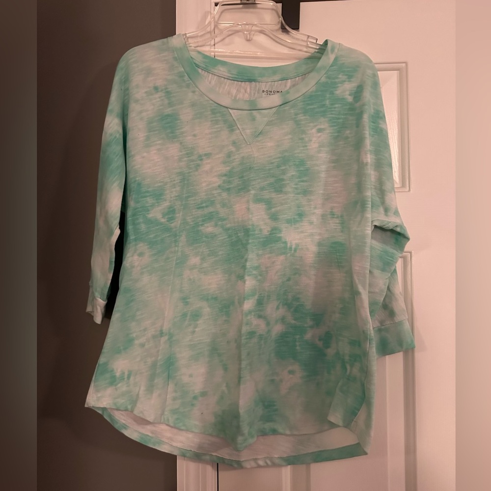 Sonoma Brand 3/4 length-sleeved tye-dye crewneck